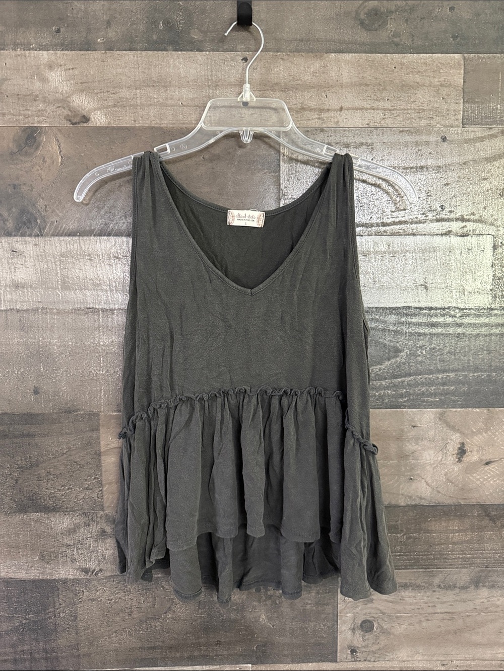 Altar'd State Dark Gray V-Neck Ruffle Tank